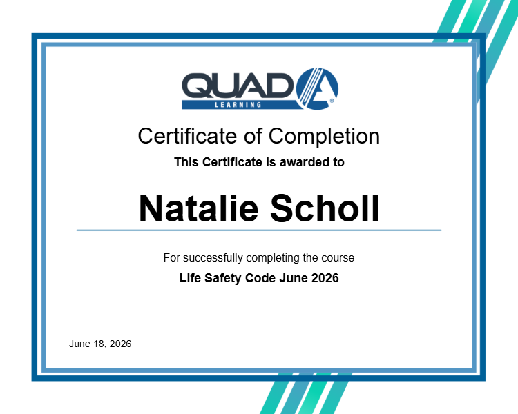 Life Safety Code June 2026 Certificate