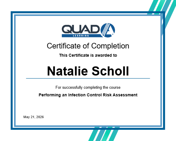 Performing an Infection Control Risk Assessment Certificate